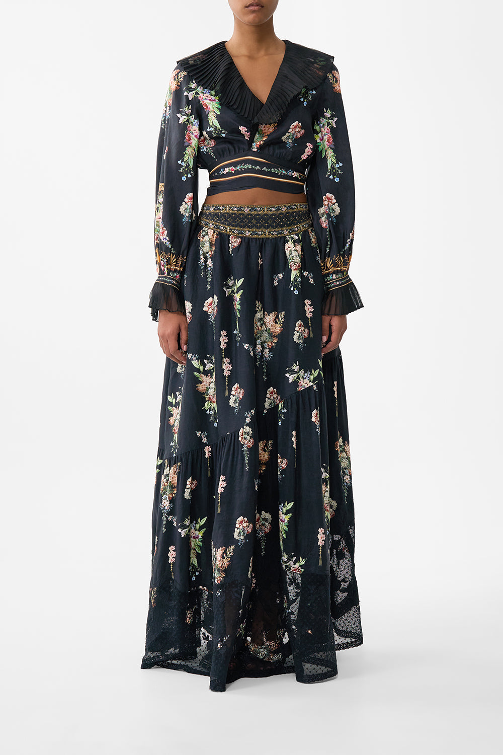 The CAMILLA SOFT WIDE LEG PANT WITH TIE DETAIL MEET ME AT THE MAJESTIC in our  print.