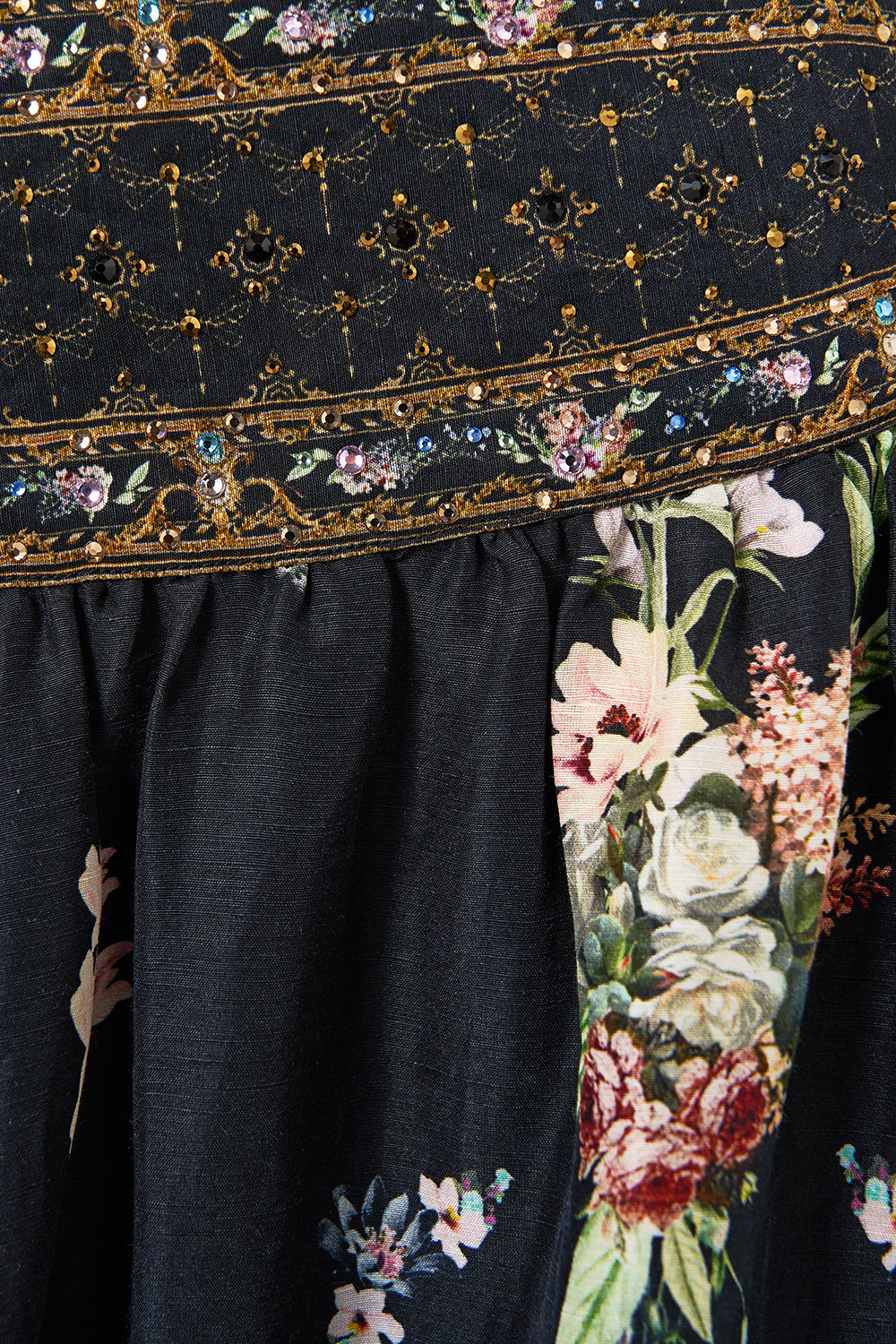 The CAMILLA SOFT WIDE LEG PANT WITH TIE DETAIL MEET ME AT THE MAJESTIC in our  print.