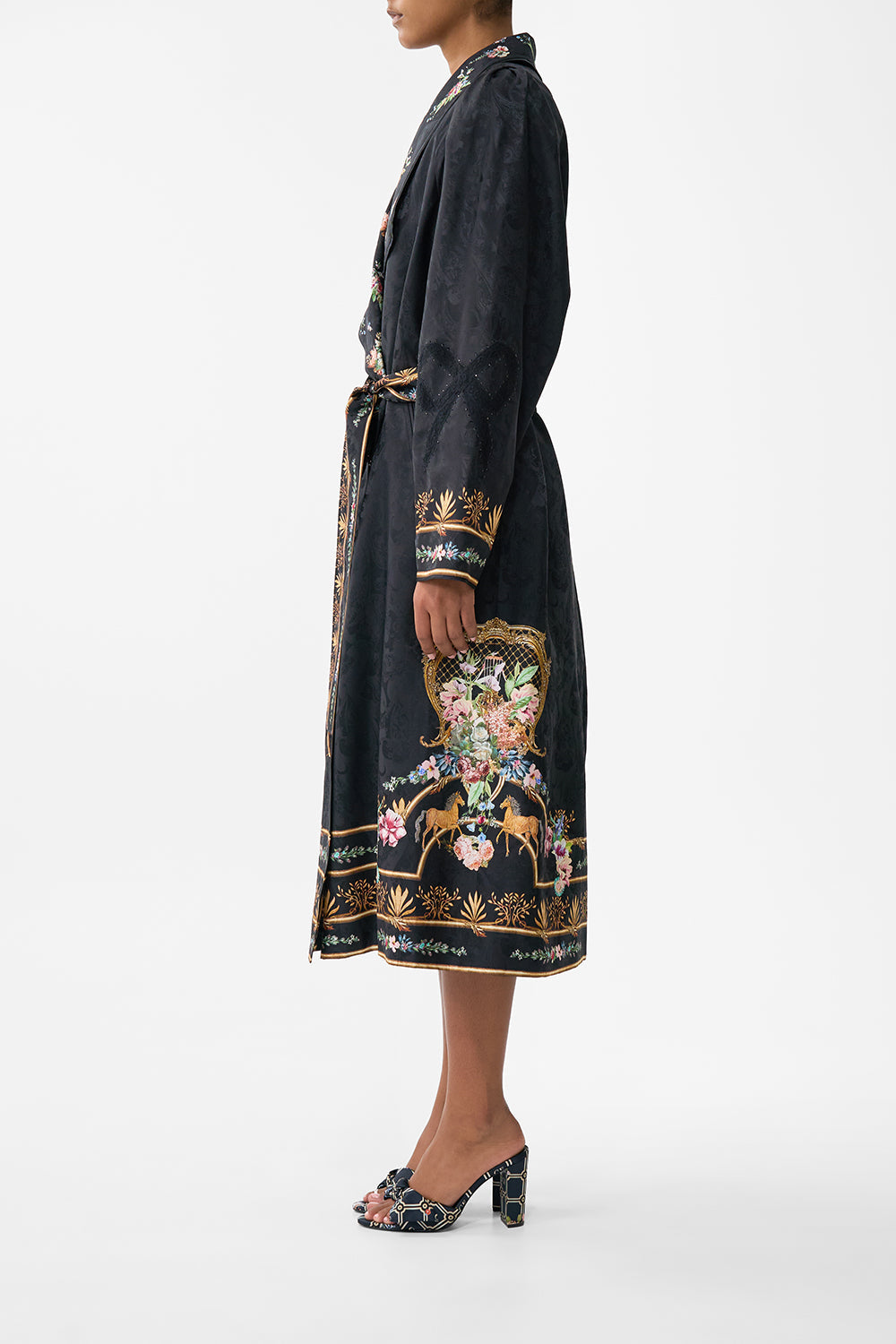 The CAMILLA Coat With Vest Detail in our Noble Endeavours print.