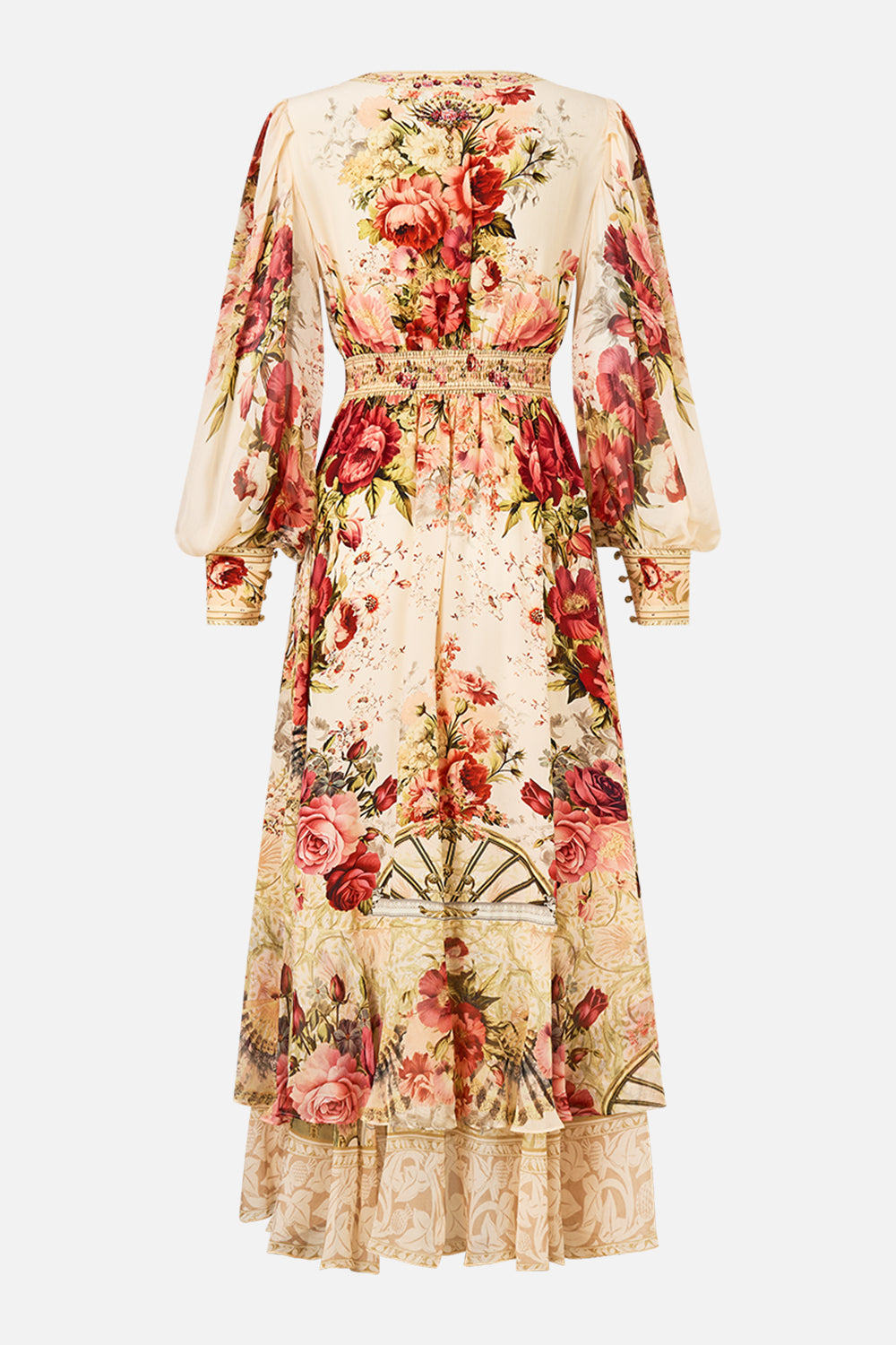 The CAMILLA Long Button Front Dress in our Meet Me At The Majestic print.