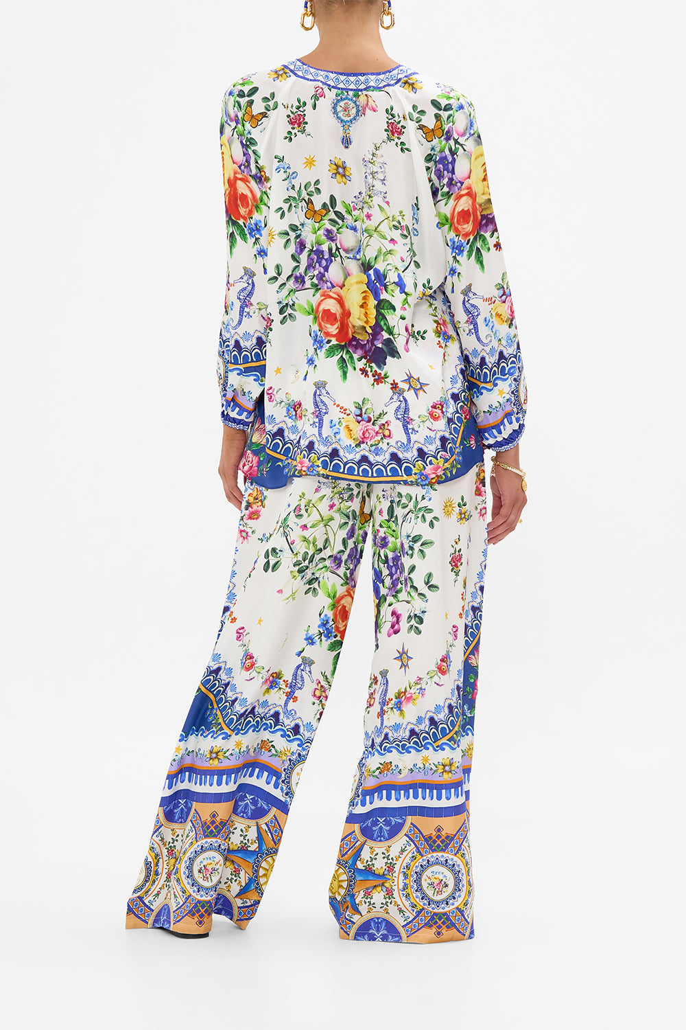 The CAMILLA BEAD STRAP GATHERED PANEL DRESS THE THRONE ROOM in our  print.