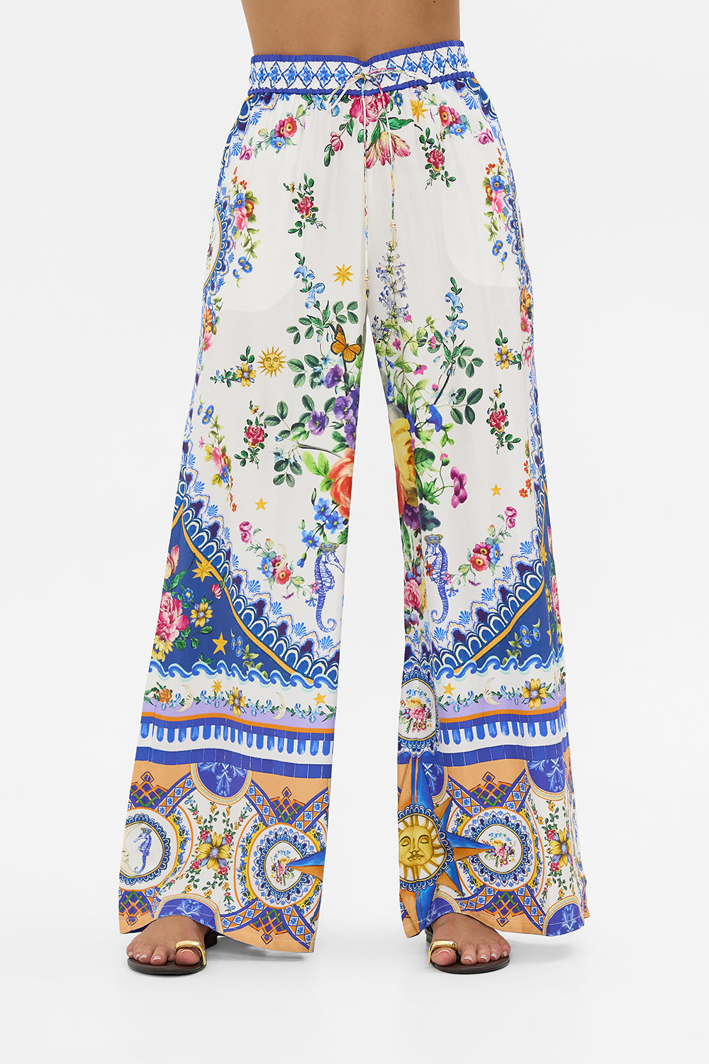 The CAMILLA BEAD STRAP GATHERED PANEL DRESS THE THRONE ROOM in our  print.