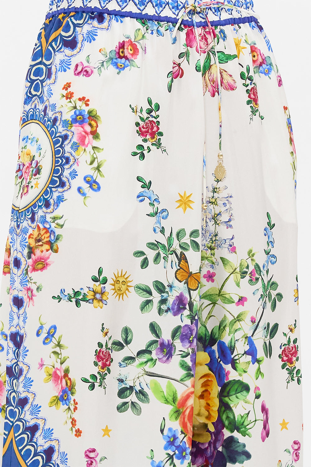 The CAMILLA BEAD STRAP GATHERED PANEL DRESS THE THRONE ROOM in our  print.