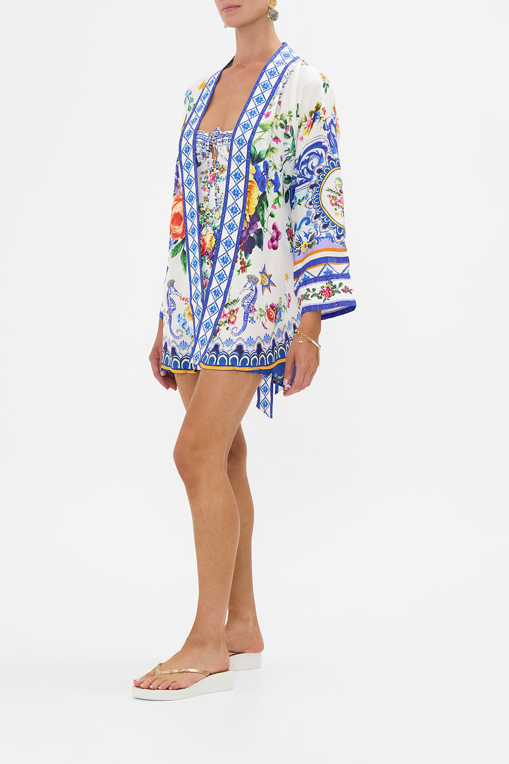 The CAMILLA Short Batwing Layer in our Tiles Darls print.