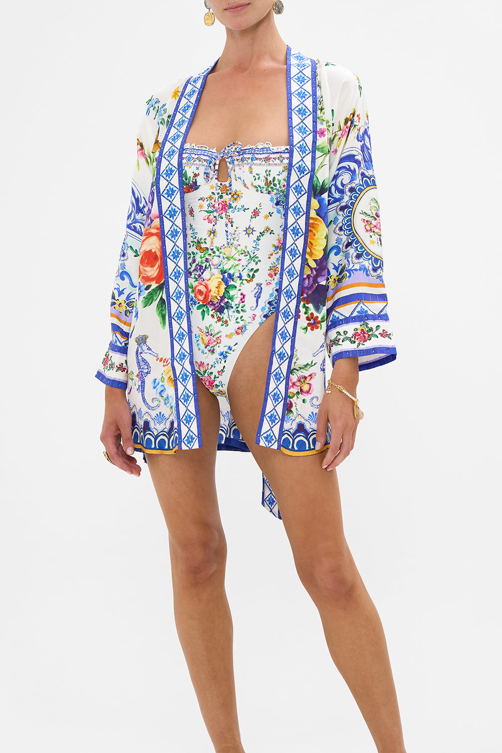 The CAMILLA MINI SHIRT DRESS MAJESTIC MILLA in our  print.