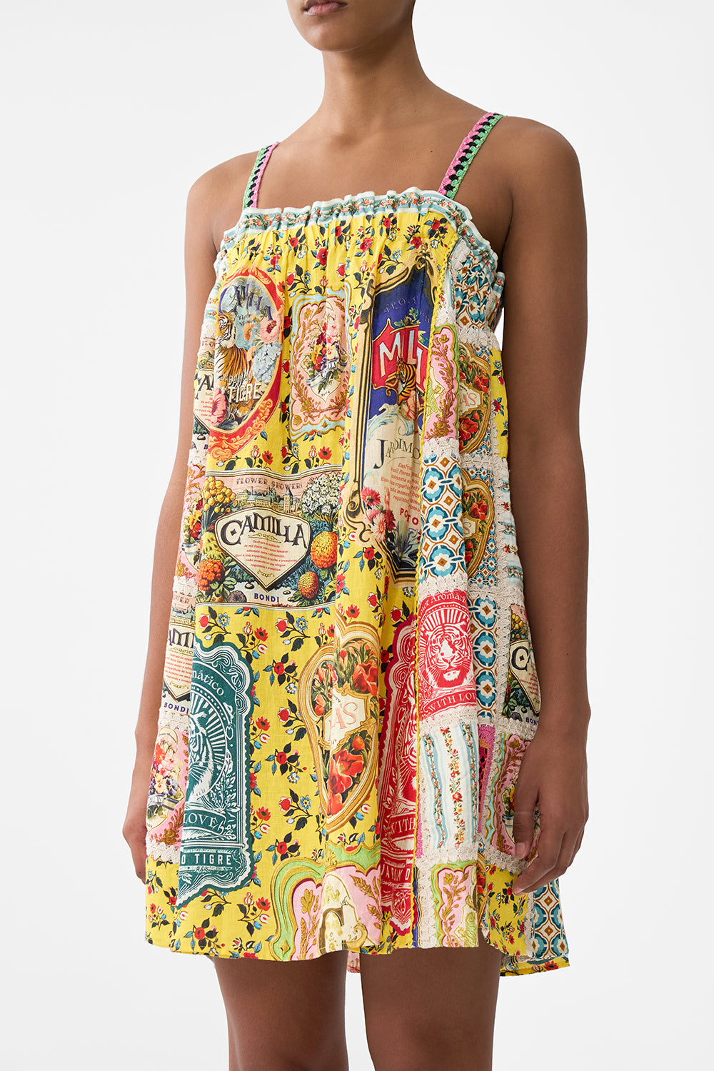 WIDE STRAP SHORT SUNDRESS AROMATIC TIGER FLOWER