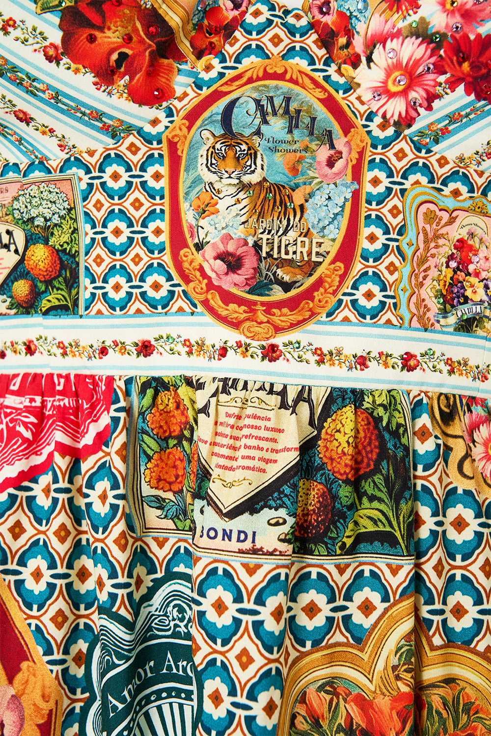 The CAMILLA Strappy Dress With Full Skirt in our Soap Opera print.