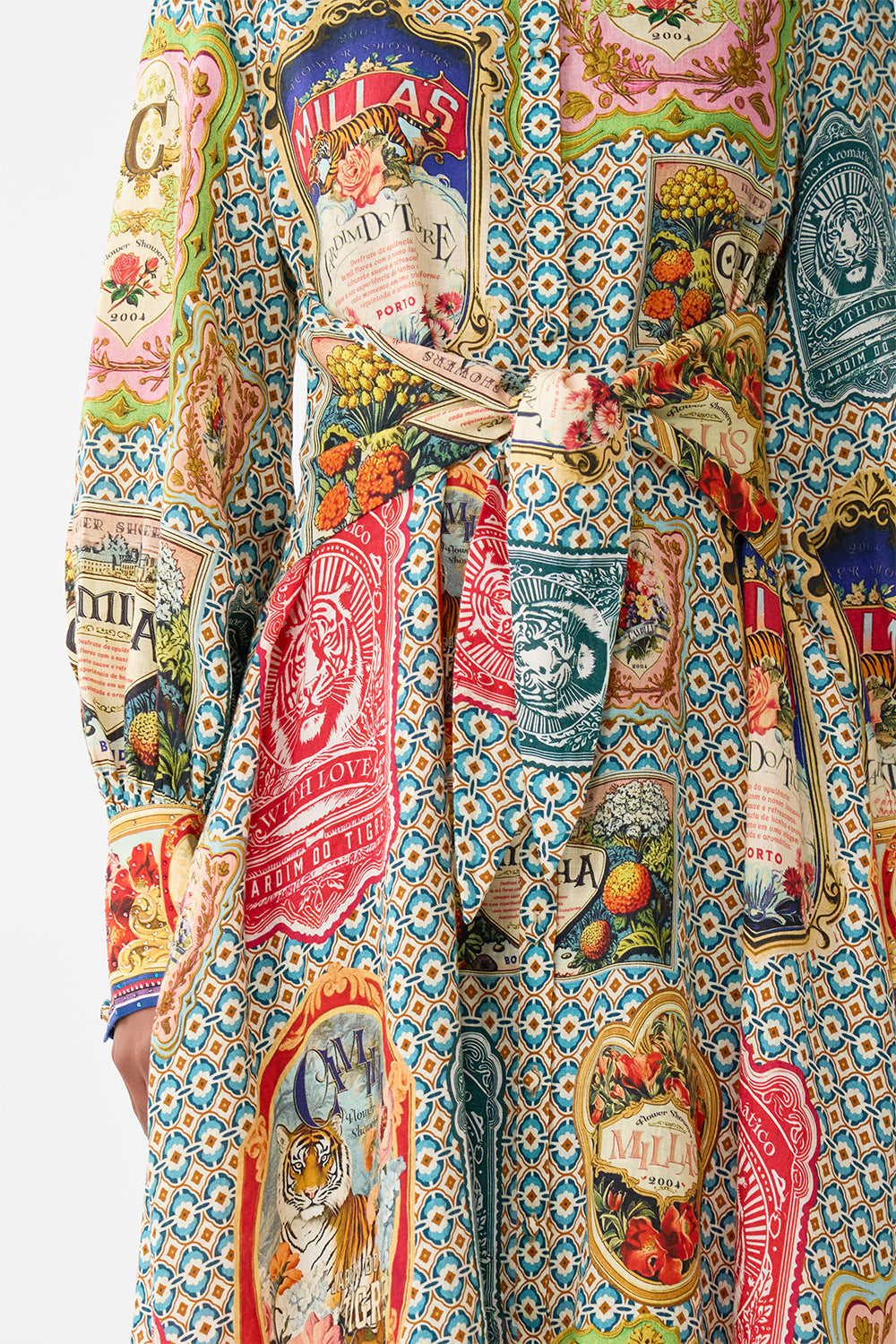 The CAMILLA Waist Tie Shirt Dress in our Soap Opera print.