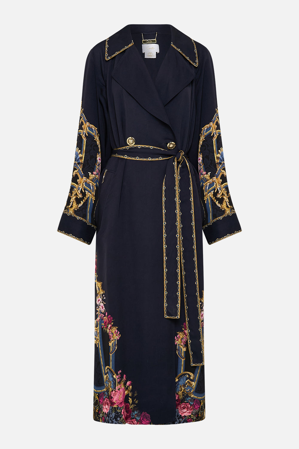 The CAMILLA BUTTONED COLLAR BLOUSE WITH BLOUSON SLEEVE BOTANICAL UTOPIA in our  print.