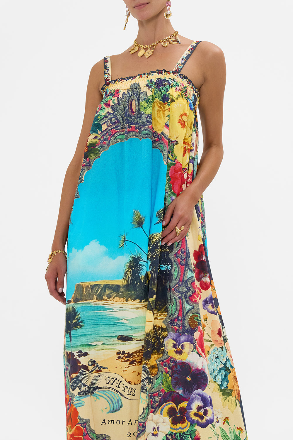 The CAMILLA Wide Strap Sundress in our Bathing Bombshell print.