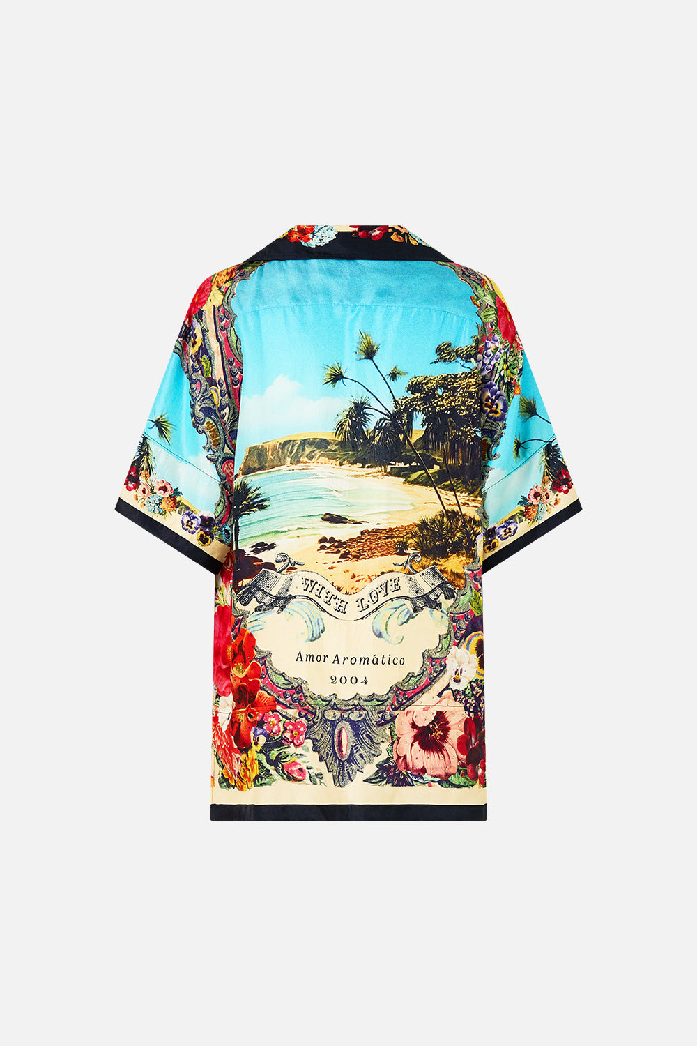 The CAMILLA SILK CHIFFON SHRUG TILES DARLS in our  print.
