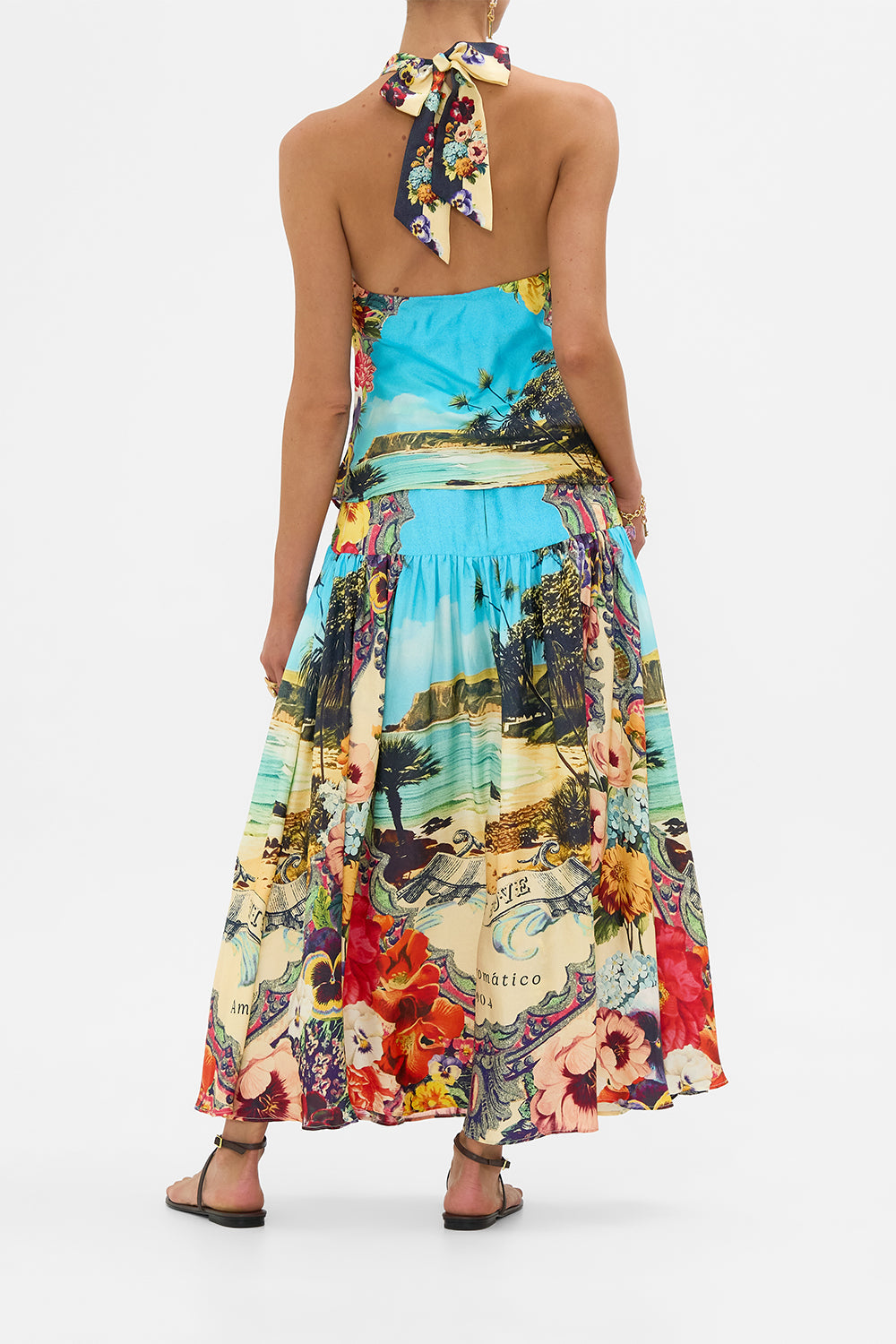 The CAMILLA Fitted Waist Gathered Skirt in our Bathing Bombshell print.