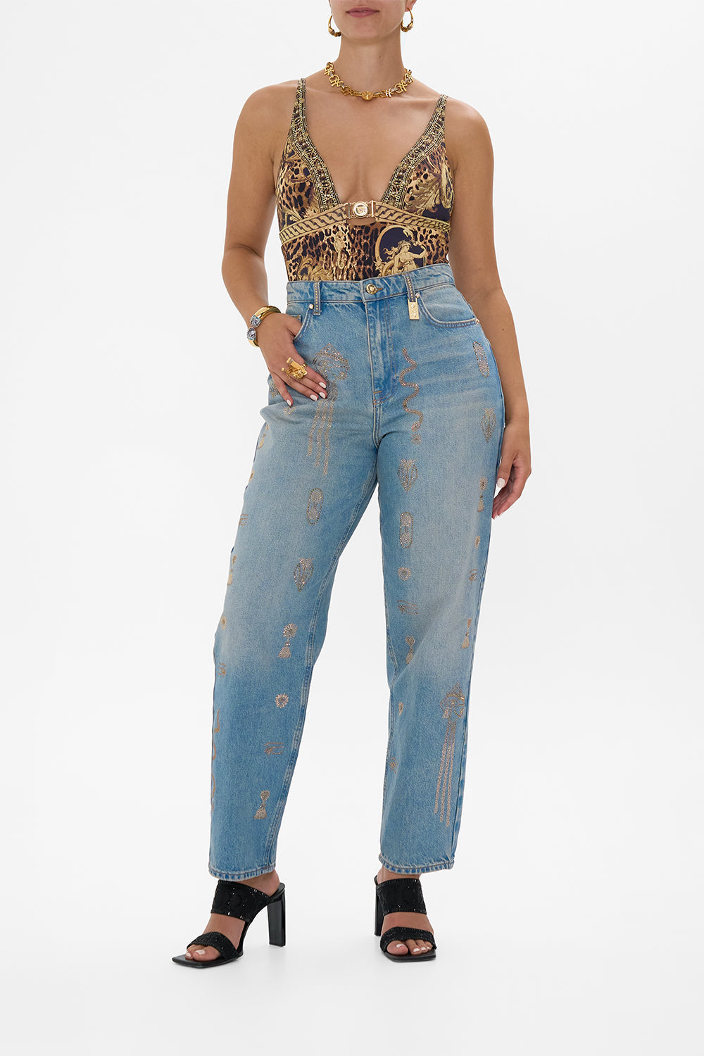 The CAMILLA BUTTON THROUGH SCARF BLOUSE FOOTSTEPS IN FOLKLORE in our FOOTSTEPS IN FOLKLORE print.