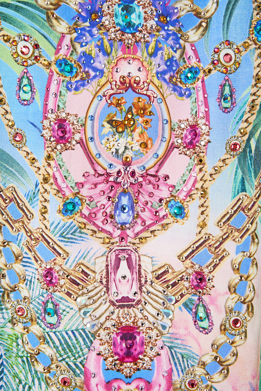 The CAMILLA V Neck Kaftan With Ties in our Spirit Of Santa Maria print.