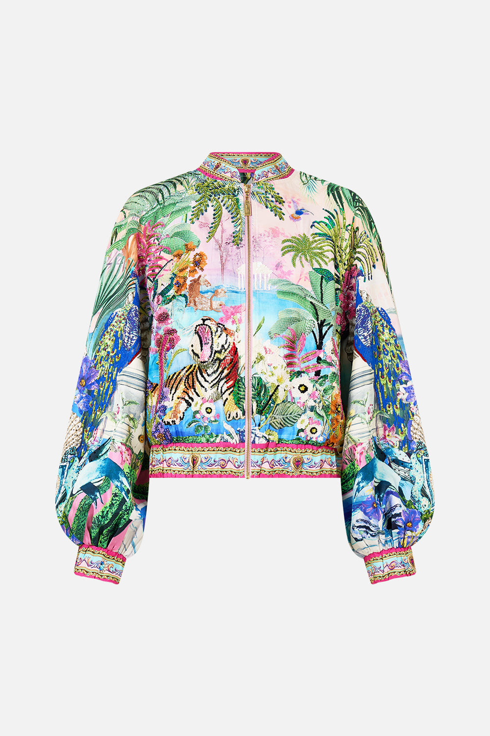 The CAMILLA Blouson Sleeve Bomber in our Spirit Of Santa Maria print.