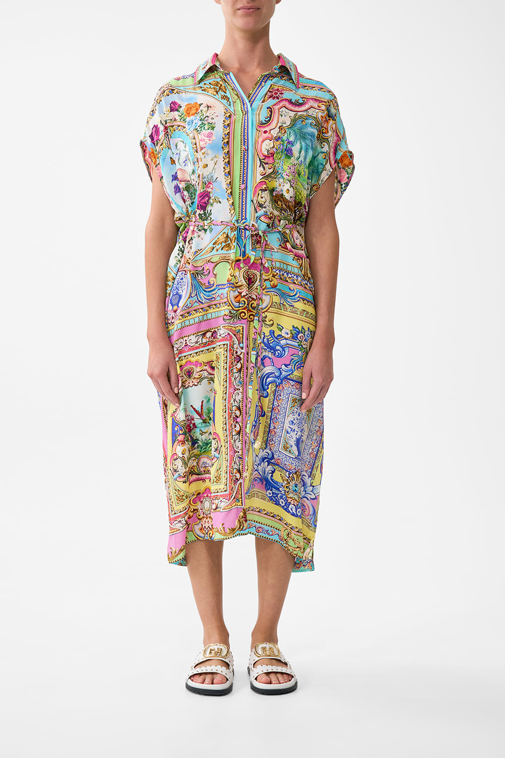 The CAMILLA Sleeveless Shirtdress in our Spirit Of Santa Maria print.