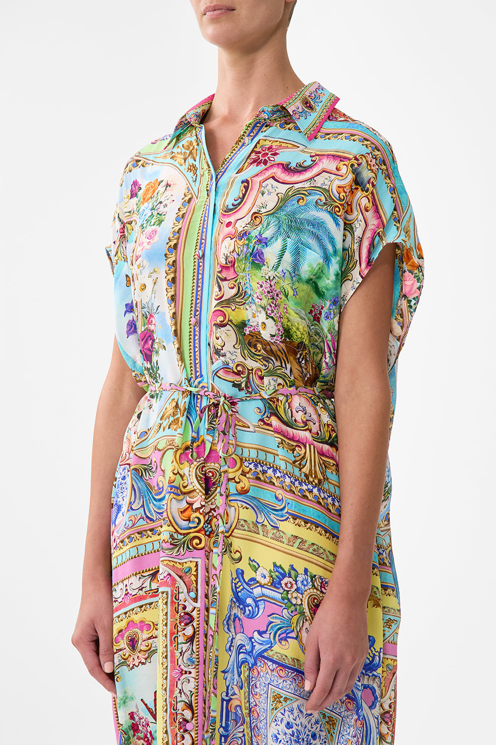 The CAMILLA Sleeveless Shirtdress in our Spirit Of Santa Maria print.