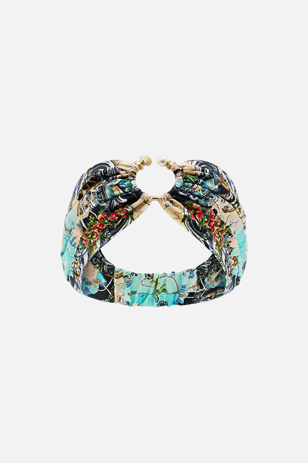 The CAMILLA Ring Headband in our Folk Afloat print.