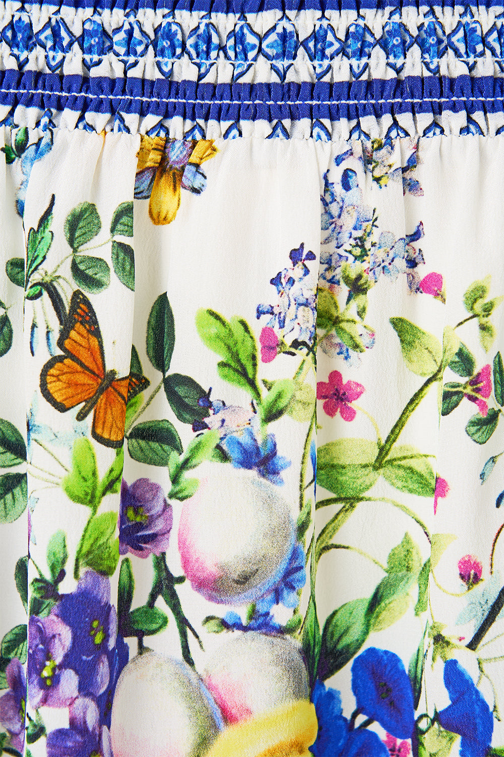 The CAMILLA Off Shoulder Short Dress in our Tiles Darls print.