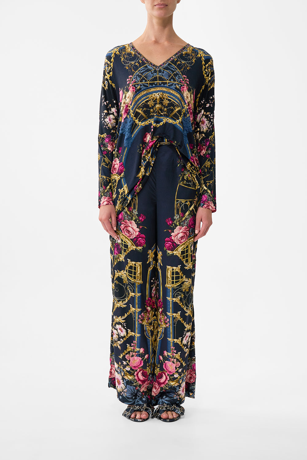 The CAMILLA TURTLENECK MESH DRESS FLOWER SHOWERS in our FLOWER SHOWERS print.
