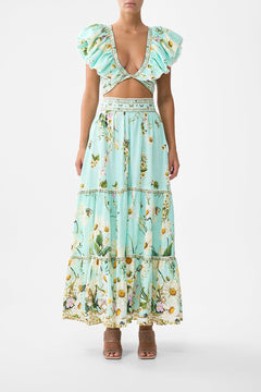 The CAMILLA Ruffle Wrap Top in our Floral Freefall print.