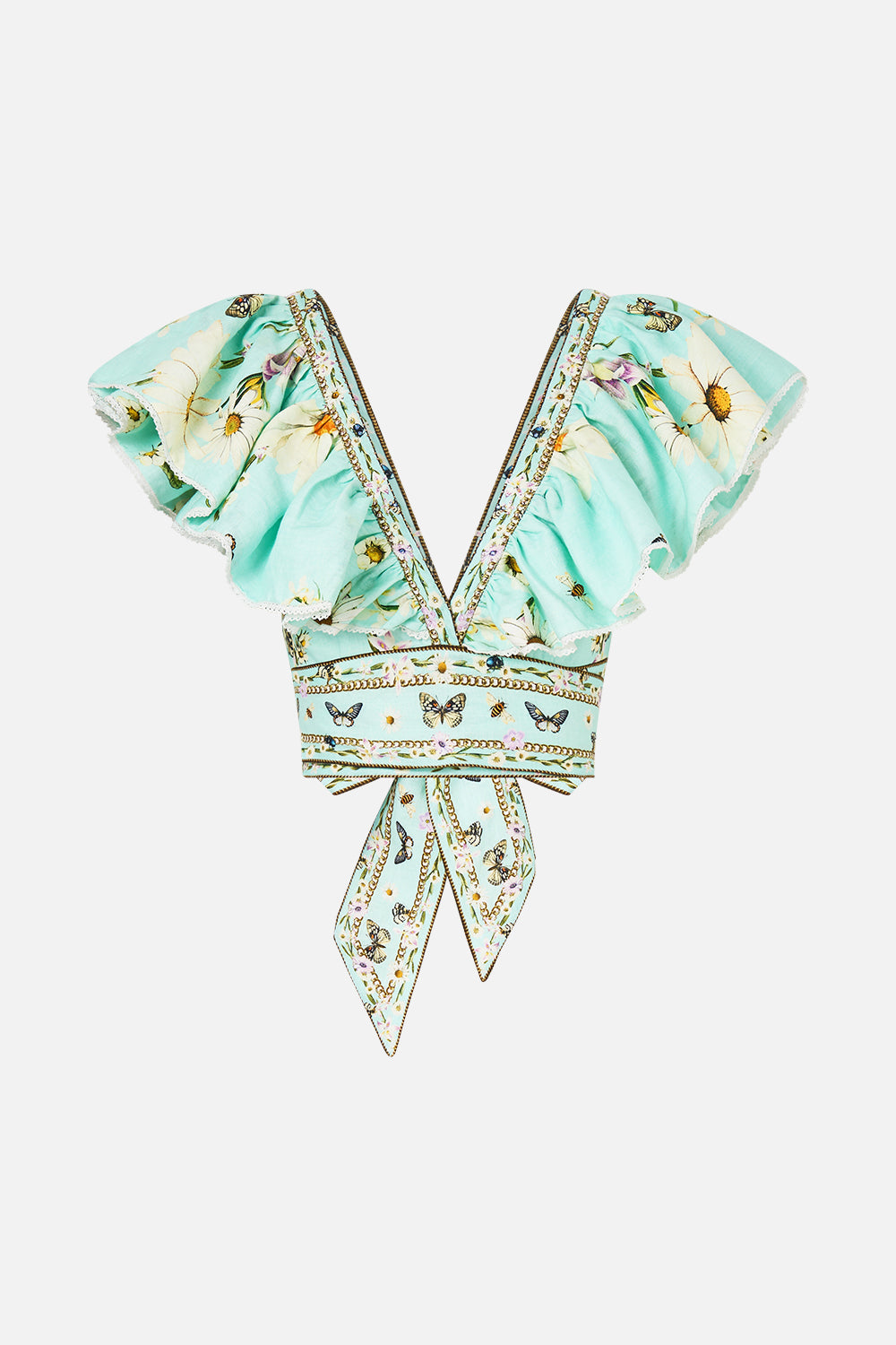 The CAMILLA SHAPED WAISTBAND DRESS WITH GATHERED SLEEVES MAJESTIC MILLA in our  print.