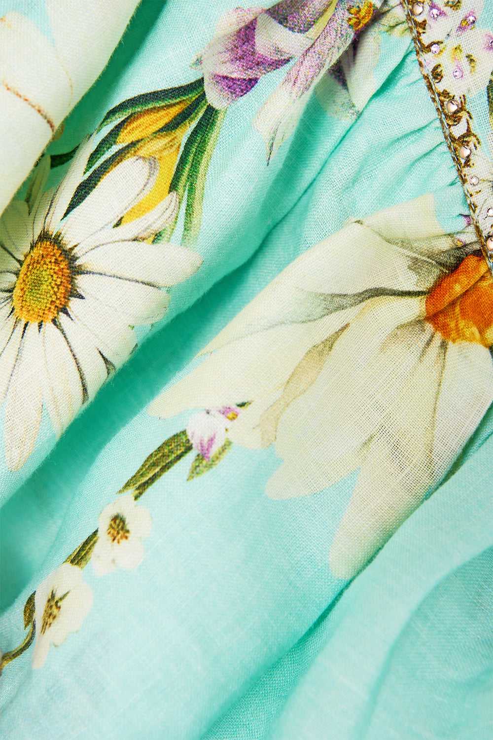 The CAMILLA SHAPED WAISTBAND DRESS WITH GATHERED SLEEVES MAJESTIC MILLA in our  print.