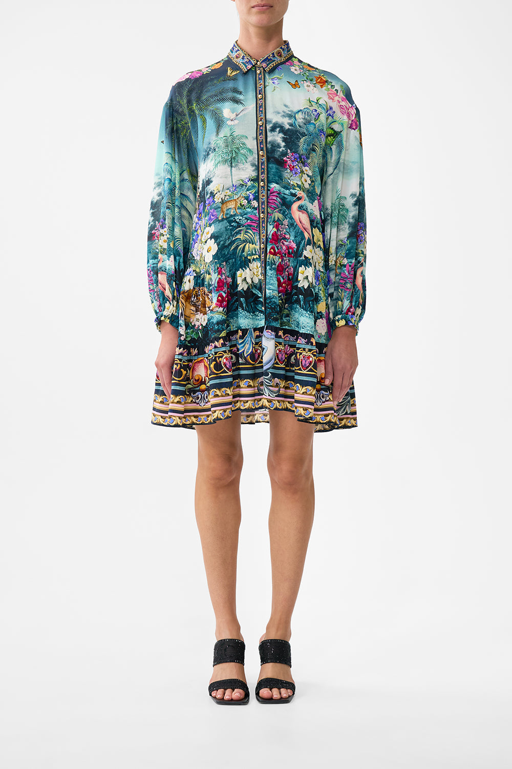 The CAMILLA GATHERED WAIST KAFTAN EGYPTIAN ROSE in our  print.