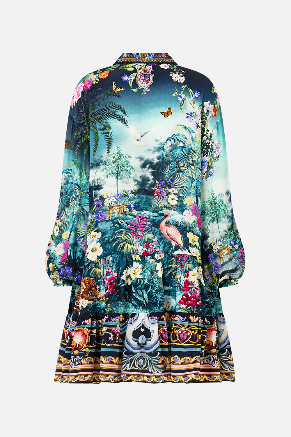 The CAMILLA LONG V NECK TWIST FRONT JERSEY DRESS MARBLE HEAVEN in our  print.