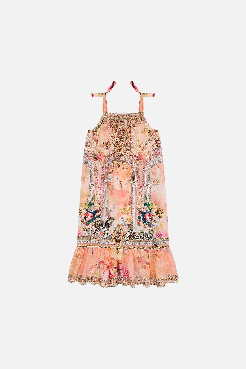 Milla by CAMILLA floral Kids drawstring Maxi Dress with Bows 12-14 in The Jewellery Palace print.