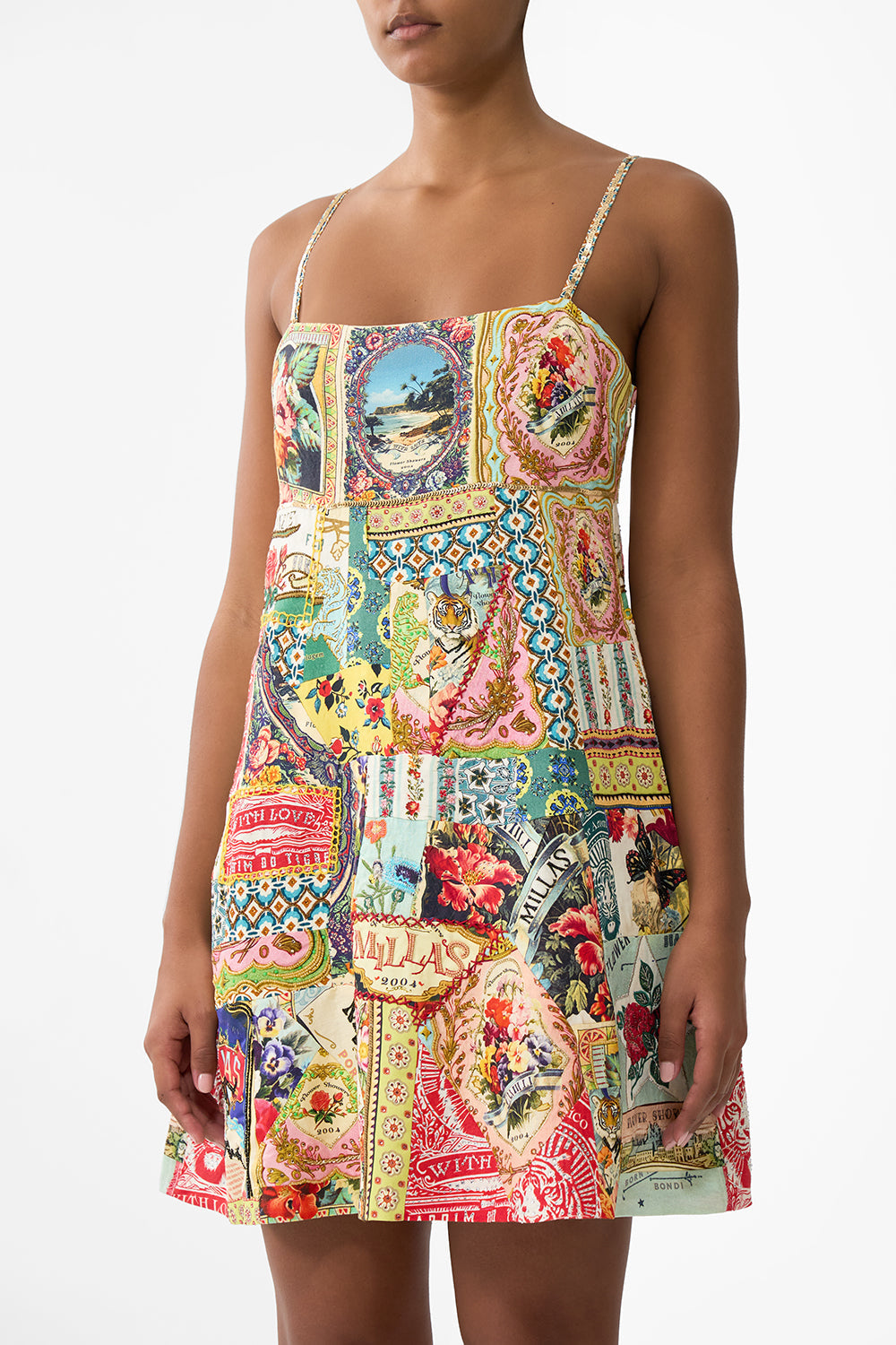 The CAMILLA TIERED DRESS WITH HARDWARE VALLEY OF THE KINGS in our  print.