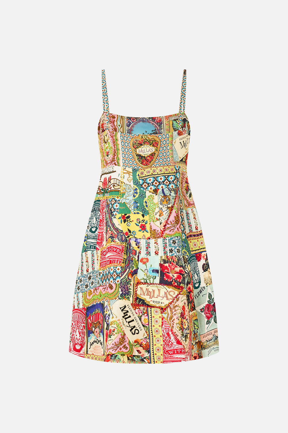 The CAMILLA TIERED DRESS WITH HARDWARE VALLEY OF THE KINGS in our  print.
