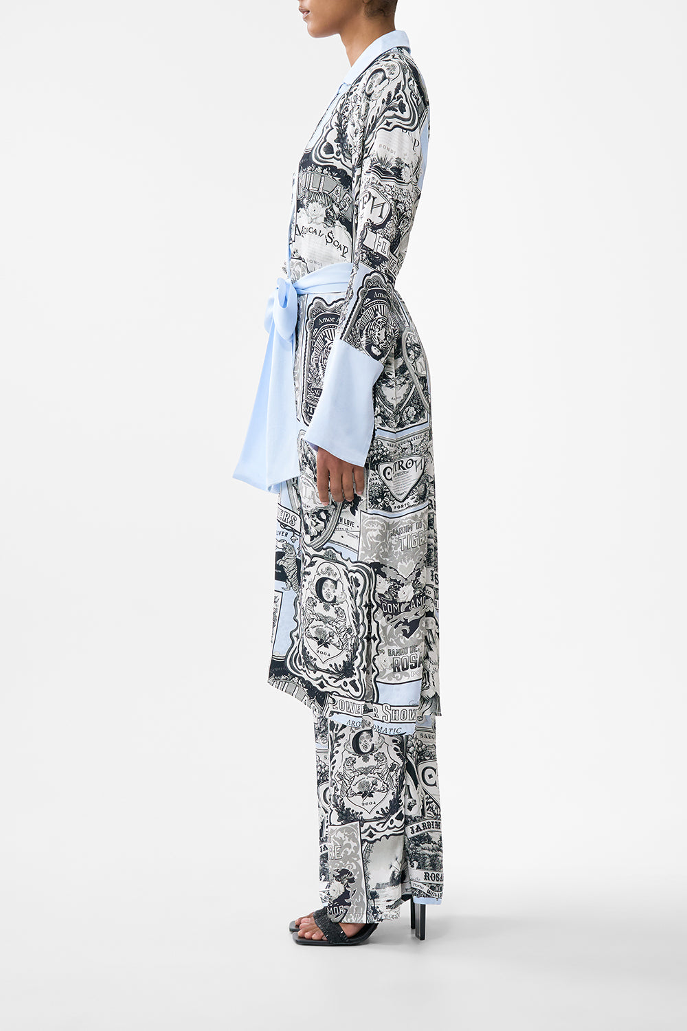 The CAMILLA BUTTON DRESS WITH SHAPED WAISTBAND BASKED IN BAROQUE in our  print.
