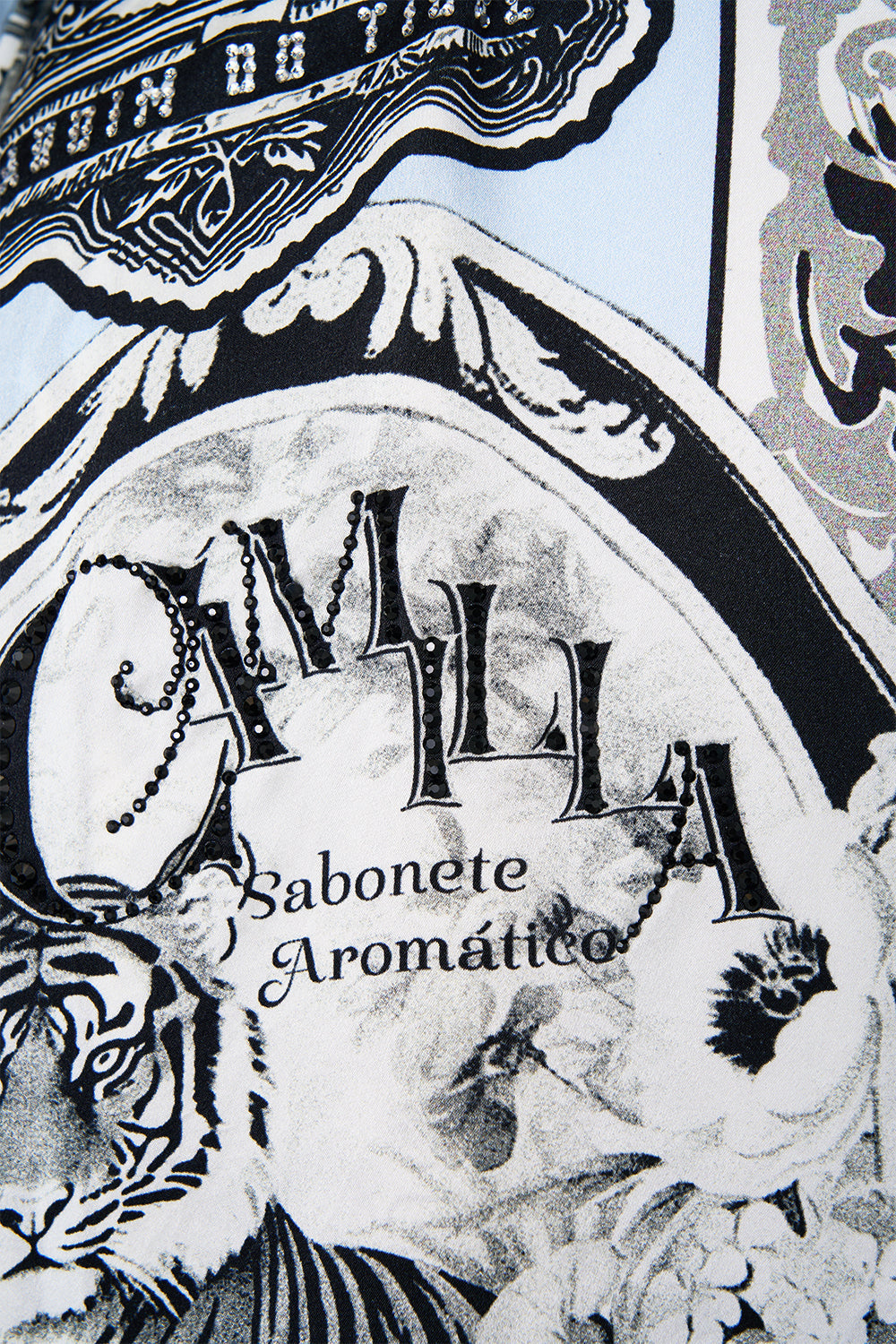 The CAMILLA BUTTON DRESS WITH SHAPED WAISTBAND BASKED IN BAROQUE in our  print.