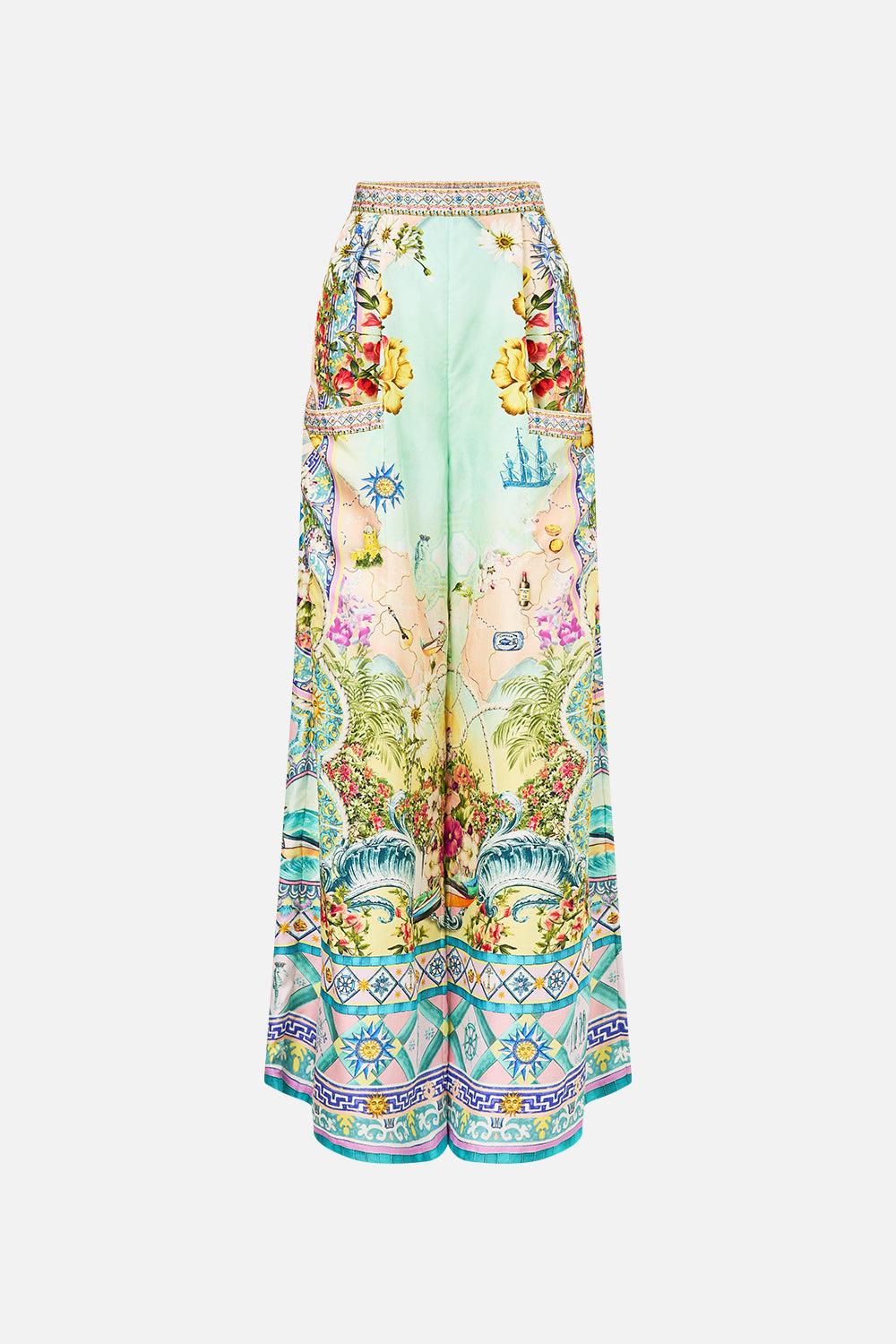 The CAMILLA DEEP V KAFTAN WITH CUT-OUT DETAIL AROMATIC TIGER FLOWER in our AROMATIC TIGER FLOWER print.