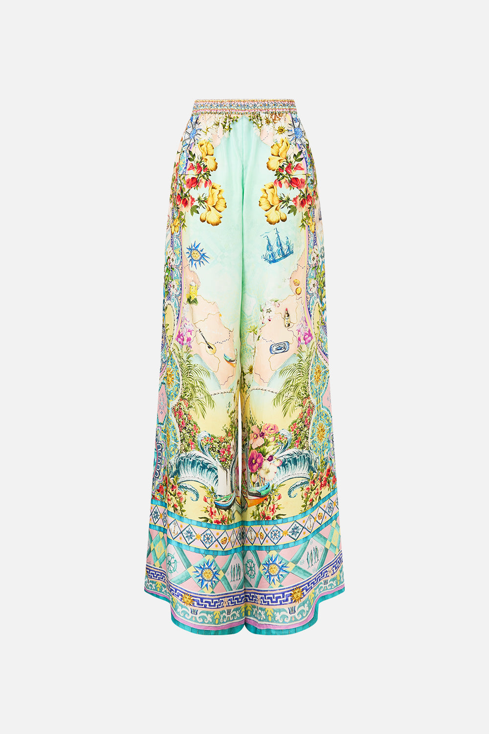 The CAMILLA Wide Leg Trouser With Front Pockets in our Just Coasting print.