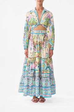 The CAMILLA High Waisted Tiered Skirt in our Just Coasting print.