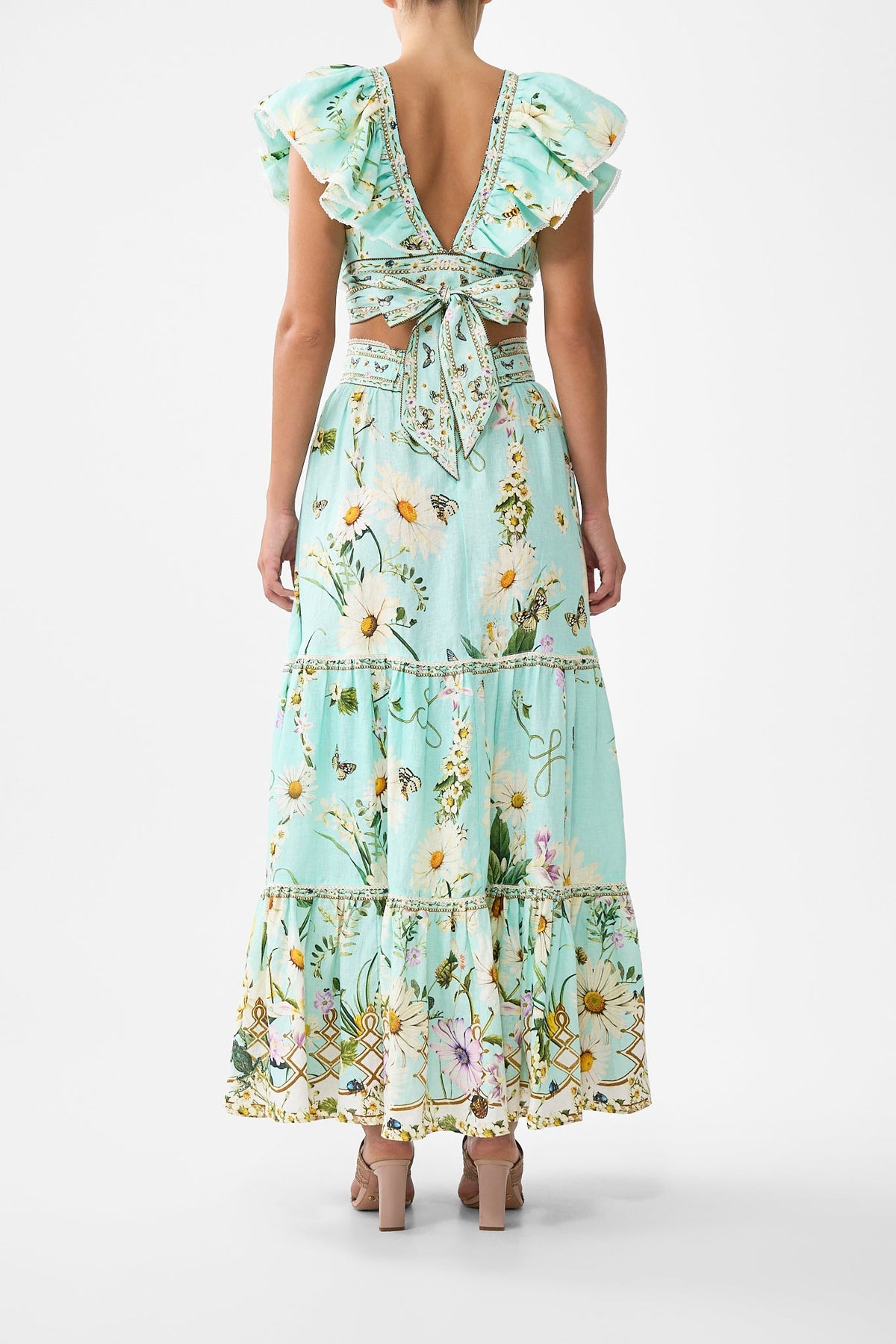 The CAMILLA High Waisted Tiered Skirt in our Floral Freefall print.