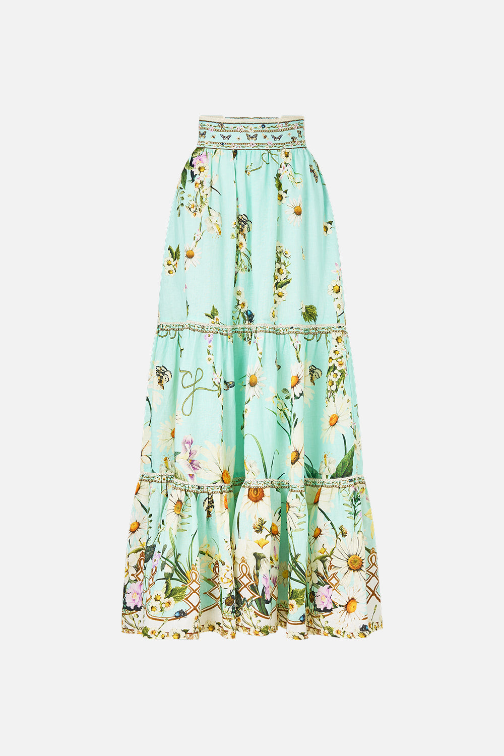 The CAMILLA High Waisted Tiered Skirt in our Floral Freefall print.