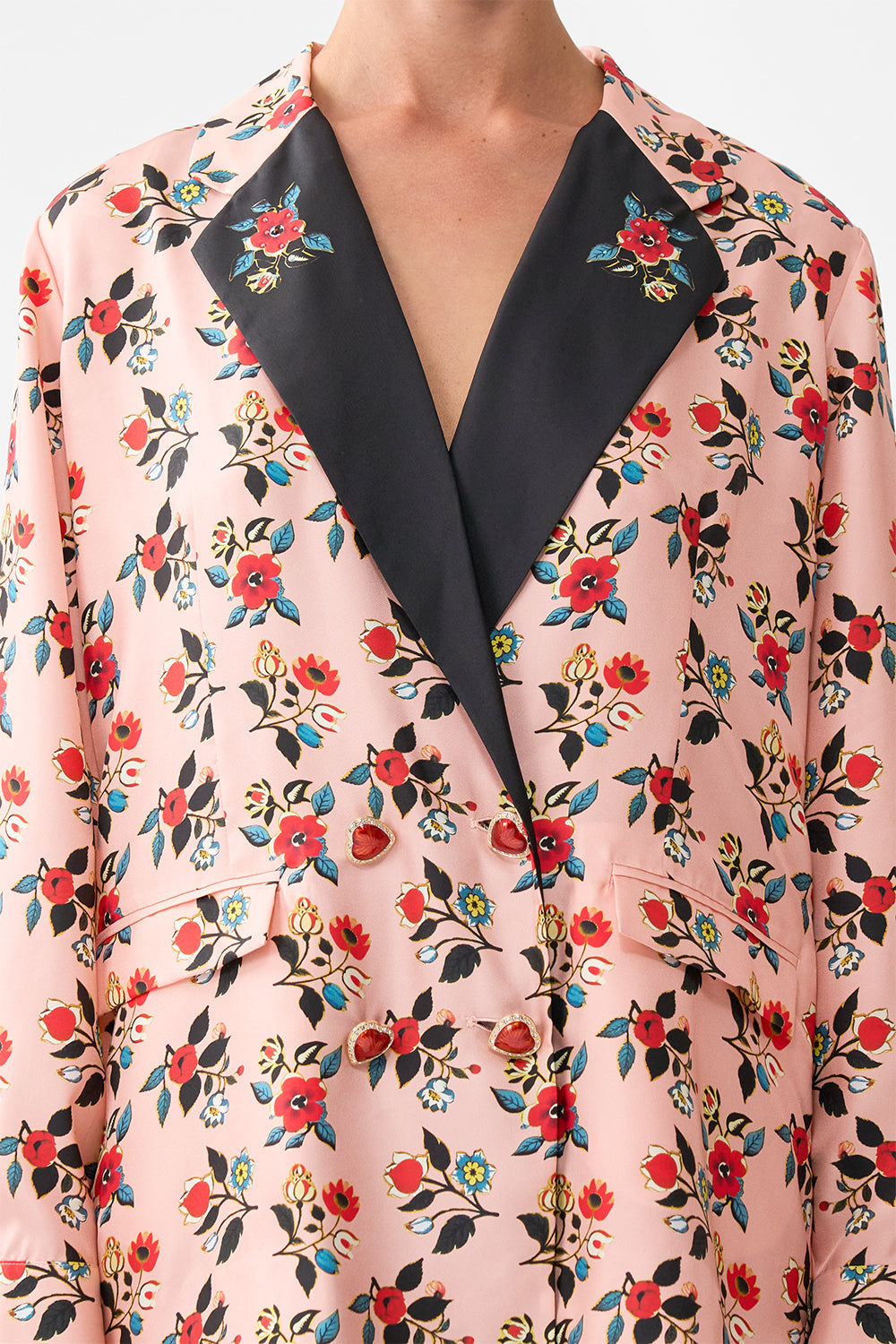 The CAMILLA WIDE STRAP SHORT SUNDRESS AROMATIC TIGER FLOWER in our  print.