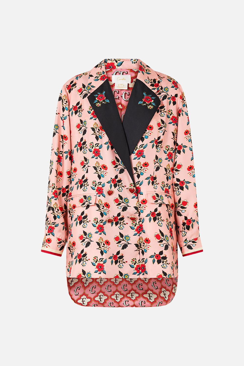 The CAMILLA Double Breasted Soft Jacket in our Pink Porto print.