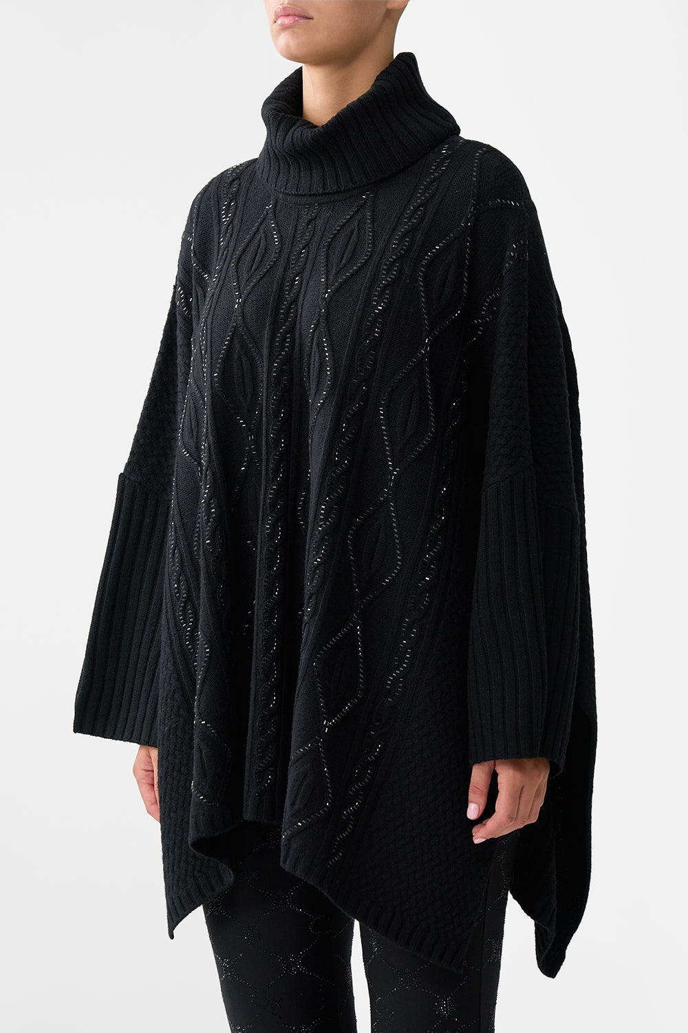 The CAMILLA Roll Neck Knit Jumper in our Solid Black print.