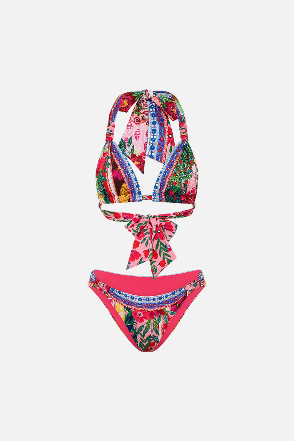 CAMILLA bikini with fabric tab detail in Roeqiyas Realm print. 