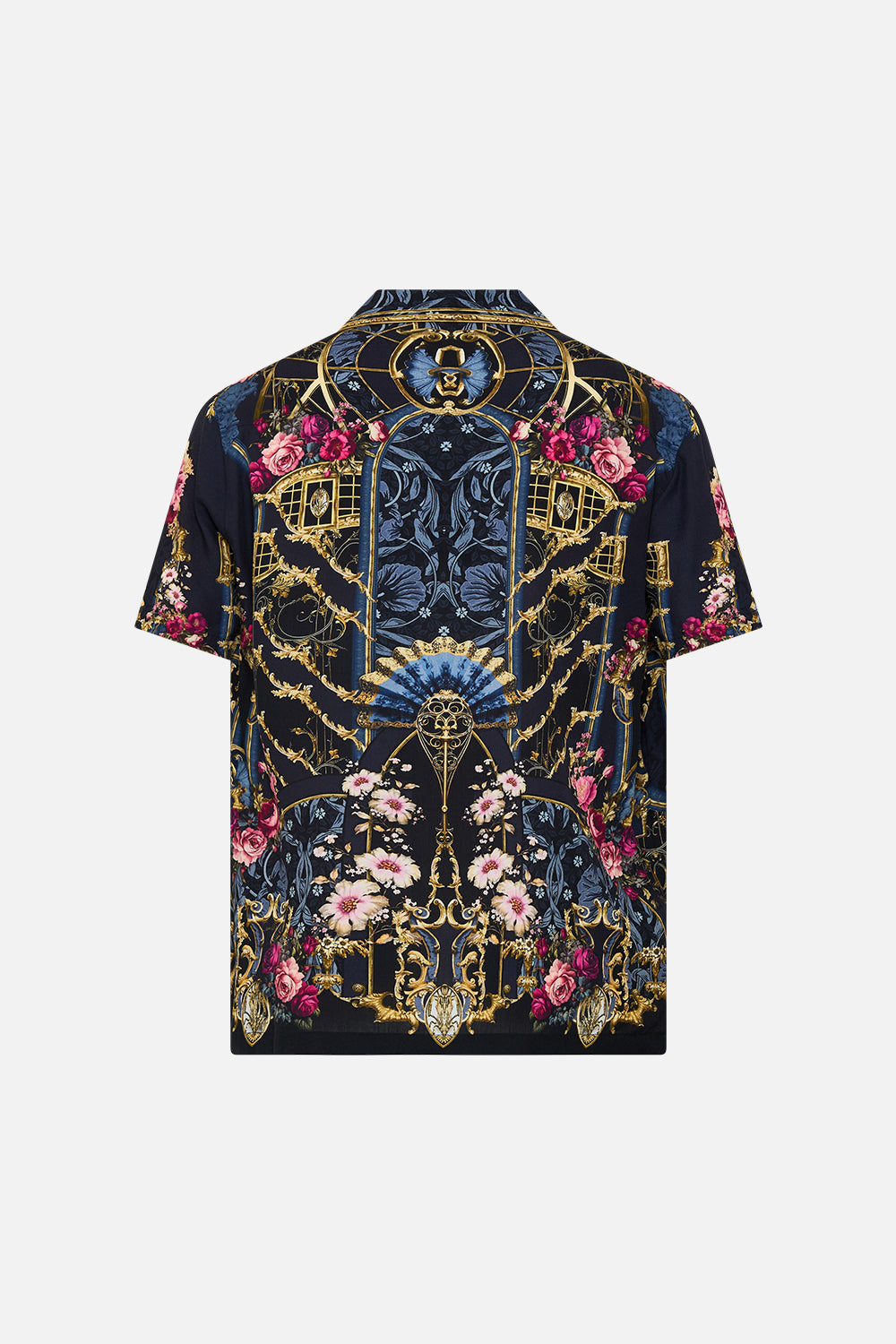 The CAMILLA Short Sleeve Camp Collared Shirt in our Ornate On A Plate print.