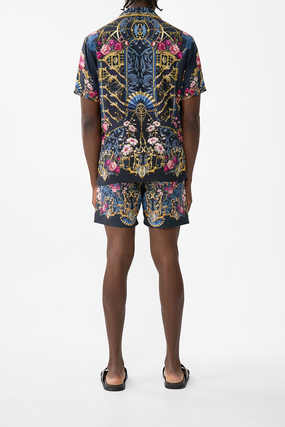 The CAMILLA SPLICED LACE MINI DRESS NOBLE ENDEAVOURS in our  print.
