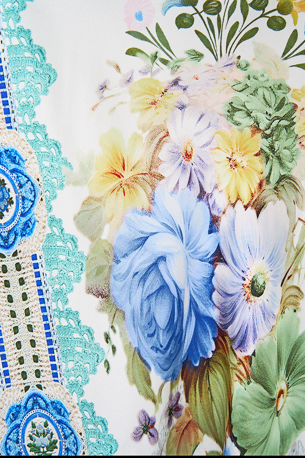 The CAMILLA FLARED SLEEVE DRESS BAZAAR BLOOMS in our  print.