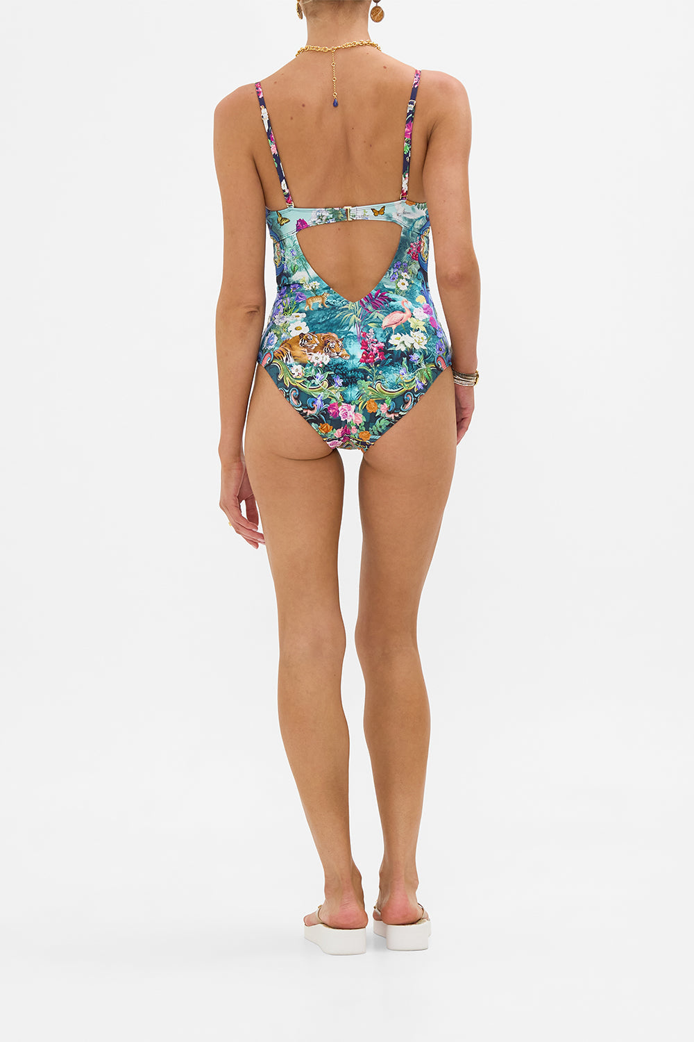 The CAMILLA V NECK FULL LENGTH BIAS SLIP DRESS MAJESTIC MILLA in our  print.