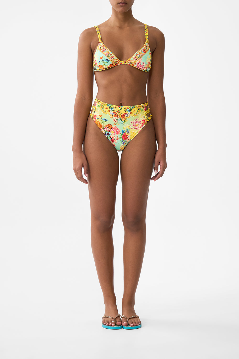 The CAMILLA FIXED WAIST MID LENGTH WALK SHORT WELCOME TO THE WHITE LOTUS in our  print.