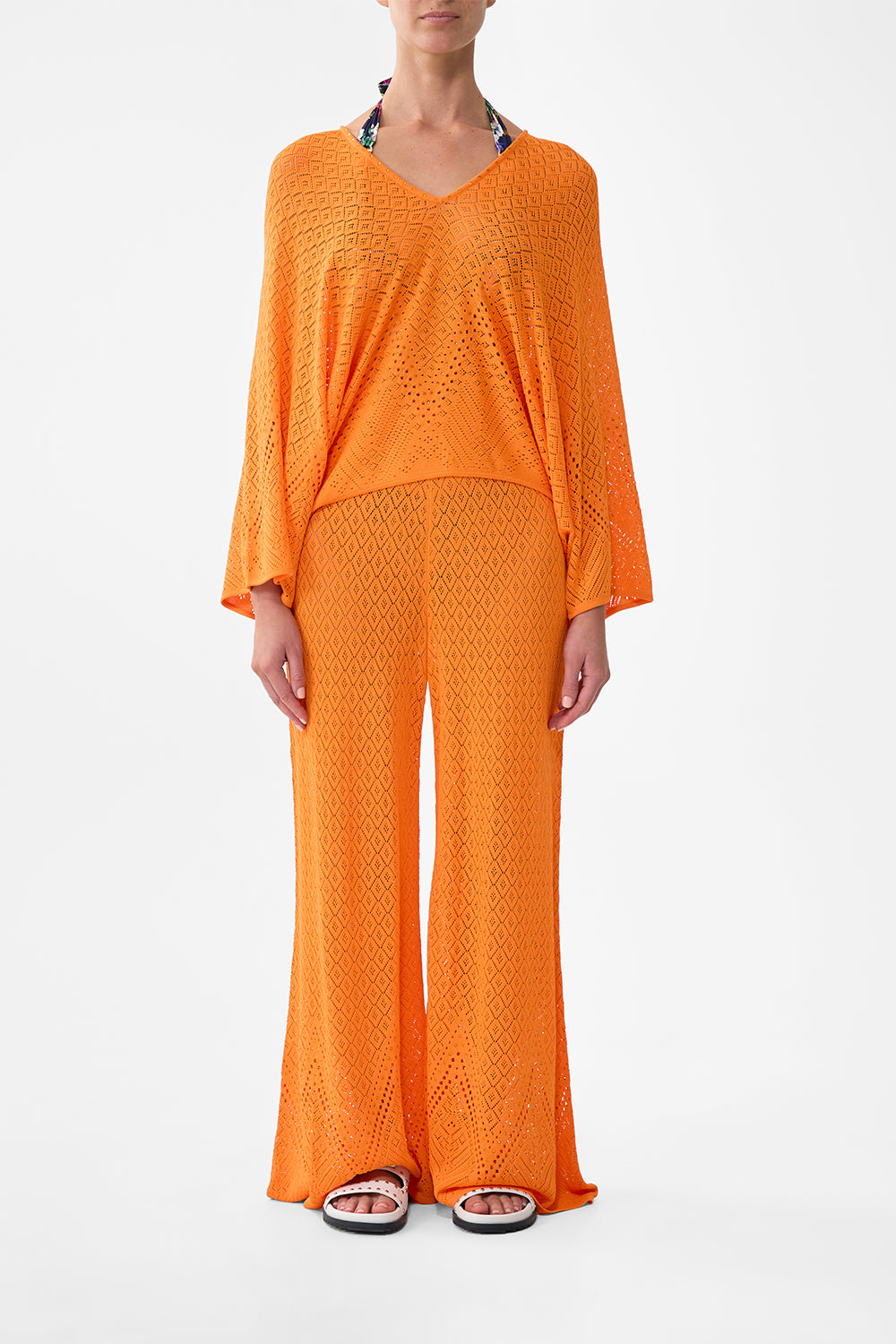 The CAMILLA Wide Flare Knit Pant in our Basked In Baroque print.