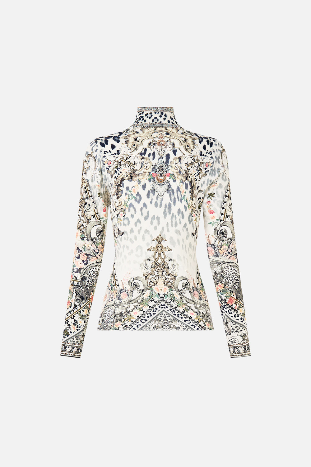 The CAMILLA SHIRRED WAIST TIERED CIRCLE SKIRT NOTES FROM THE ROAD in our  print.